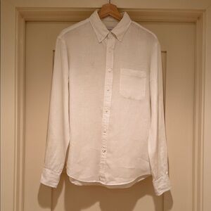 Club Monaco White Linen Button-Down Shirt – Slim Fit (S)